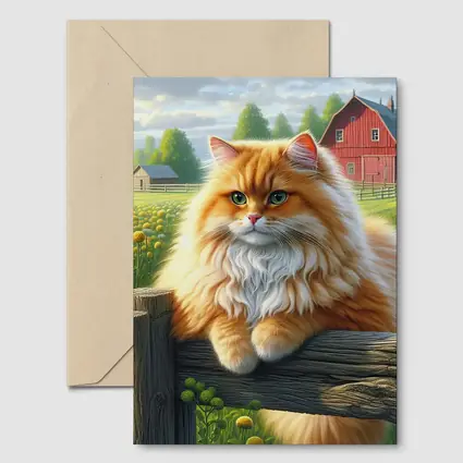 Orange Persian Cat Farm Countryside Scene