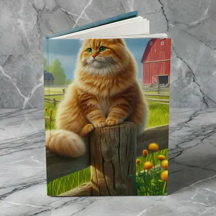 Fluffy Orange Cat on Farm Fence