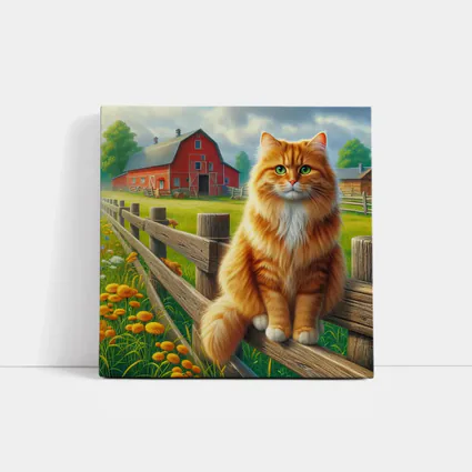 Orange Tabby Cat Farm Fence Country