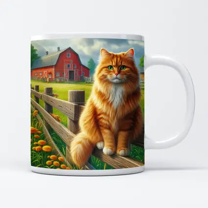 Orange Tabby Cat Farm Fence Country
