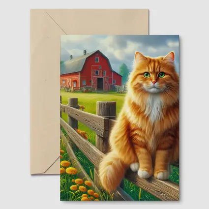 Orange Tabby Cat Farm Fence Country