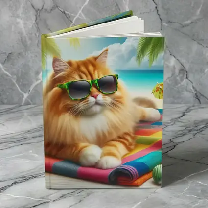 Orange Cat Sunglasses Relaxing Tropical Beach