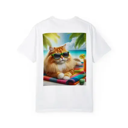 Orange Cat Sunglasses Relaxing Tropical Beach