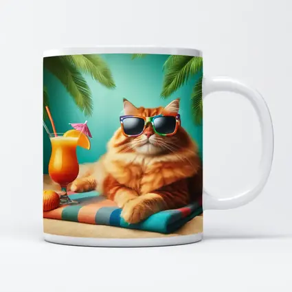 Orange Cat Sunglasses Tropical Beach Summer