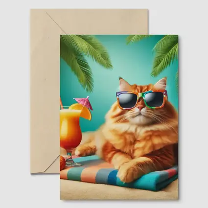 Orange Cat Sunglasses Tropical Beach Summer