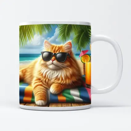 Orange Persian Cat Sunglasses Tropical Beach