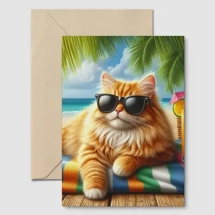 Orange Persian Cat Sunglasses Tropical Beach