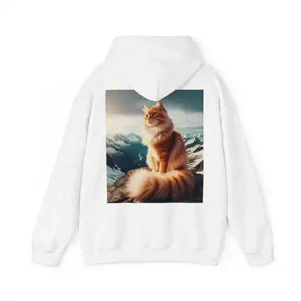Orange Norwegian Forest Cat Snowy Mountain Summit