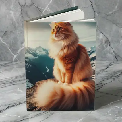 Orange Norwegian Forest Cat Snowy Mountain Summit