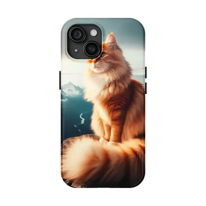 Orange Norwegian Forest Cat Snowy Mountain Summit