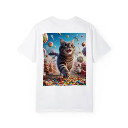 Gray Tabby Cat Running Through Candy Land