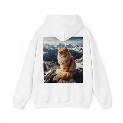Orange Long Hair Cat Snowy Mountain Summit