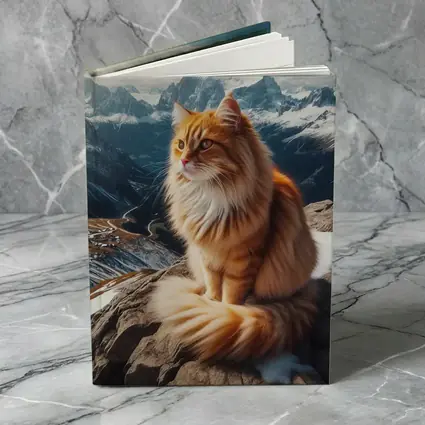 Orange Long Hair Cat Snowy Mountain Summit