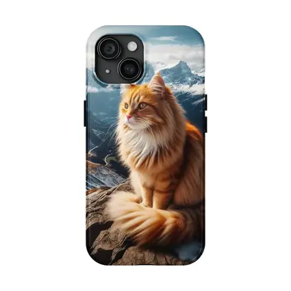 Orange Long Hair Cat Snowy Mountain Summit