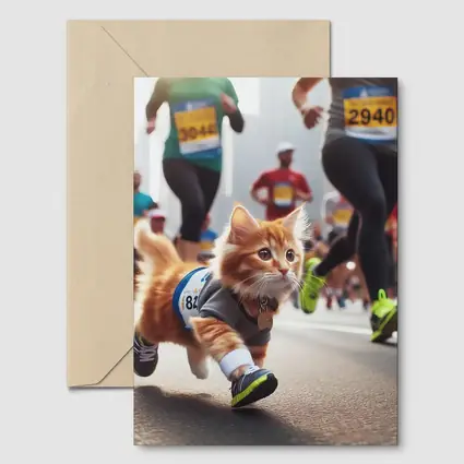 Orange Kitten Running Marathon Race Street