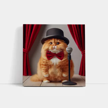 Orange Cat Top Hat Bow Tie Stage