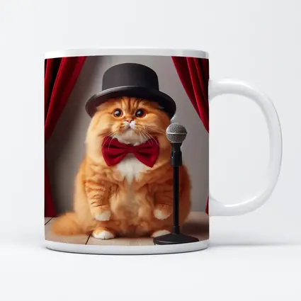 Orange Cat Top Hat Bow Tie Stage