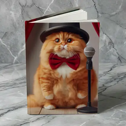Orange Cat Top Hat Bow Tie Stage