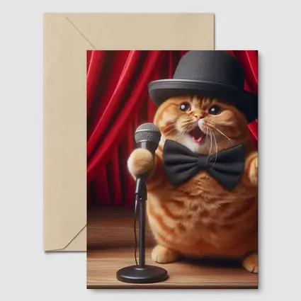 Orange Scottish Fold Cat Stage Performance