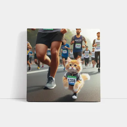 Orange Kitten Running Marathon Race Street