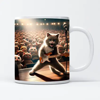 Ragdoll Cat Rocking Guitar On Stage