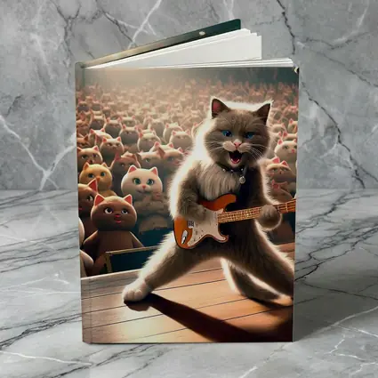 Ragdoll Cat Rocking Guitar On Stage