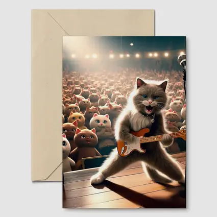 Ragdoll Cat Rocking Guitar On Stage