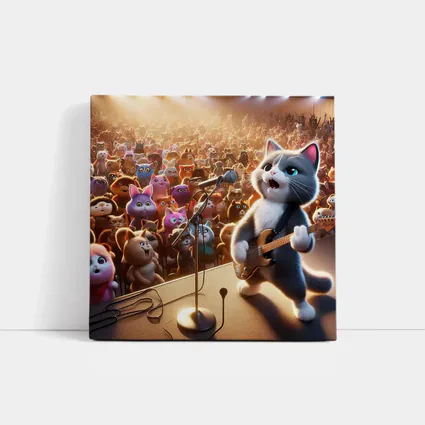 Cartoon Cat Guitarist Performing Live Concert Stage