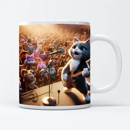 Cartoon Cat Guitarist Performing Live Concert Stage