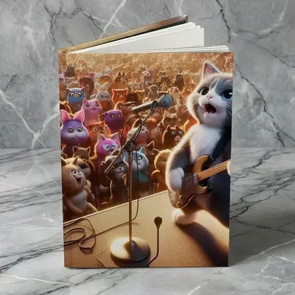 Cartoon Cat Guitarist Performing Live Concert Stage