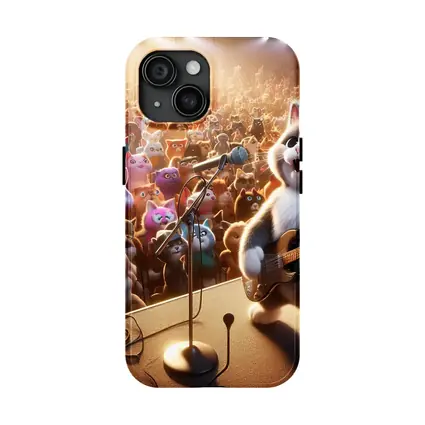Cartoon Cat Guitarist Performing Live Concert Stage