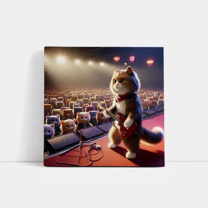 Cat Guitarist Rocking Concert Stage Crowd