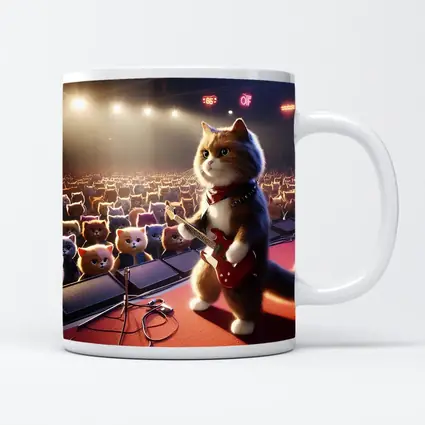 Cat Guitarist Rocking Concert Stage Crowd