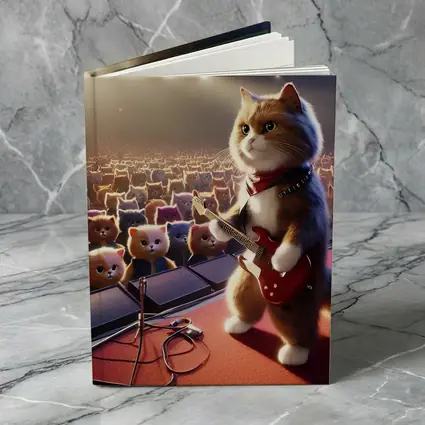 Cat Guitarist Rocking Concert Stage Crowd