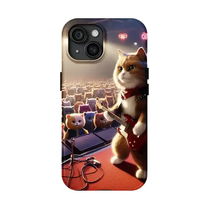 Cat Guitarist Rocking Concert Stage Crowd