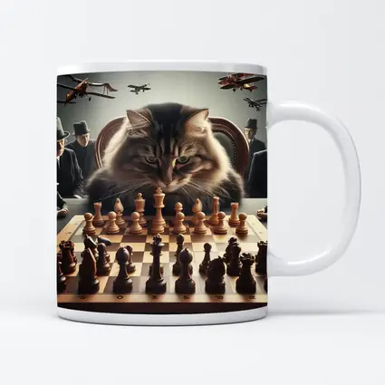 Serious Cat Playing Chess With Men