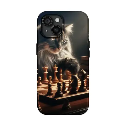 Long Hair Cats Playing Chess Dark Room