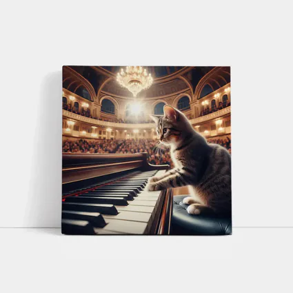 Tabby Cat Playing Grand Piano Concert Hall