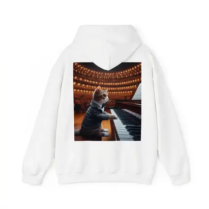 Cat in Tuxedo Playing Grand Piano Concert