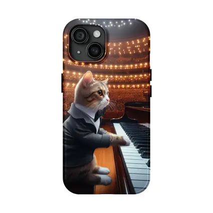 Cat in Tuxedo Playing Grand Piano Concert