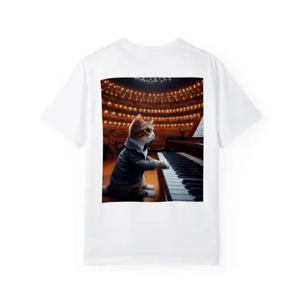 Cat in Tuxedo Playing Grand Piano Concert