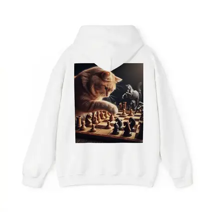 Orange Cat Playing Chess Dark Background