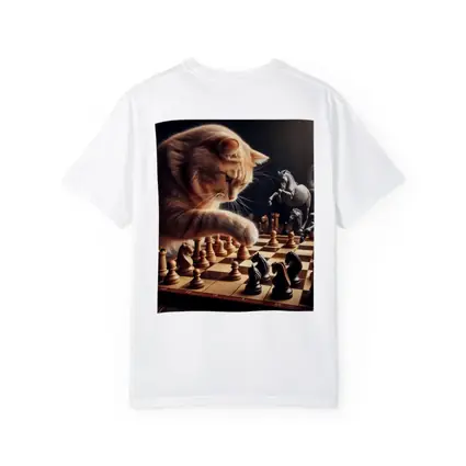 Orange Cat Playing Chess Dark Background