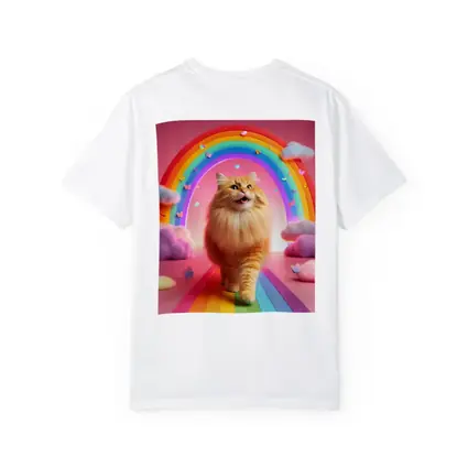 Happy Orange Cat Rainbow Pink Fantasy