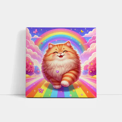 Happy Orange Cat Rainbow Colorful Fantasy