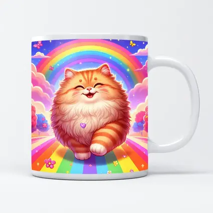 Happy Orange Cat Rainbow Colorful Fantasy