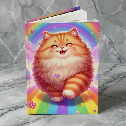 Happy Orange Cat Rainbow Colorful Fantasy