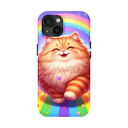 Happy Orange Cat Rainbow Colorful Fantasy