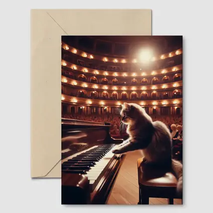 Cat Playing Piano Grand Concert Hall