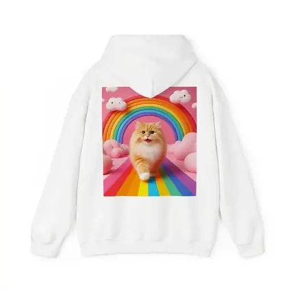Fluffy Orange Cat Rainbow Pink Fantasy